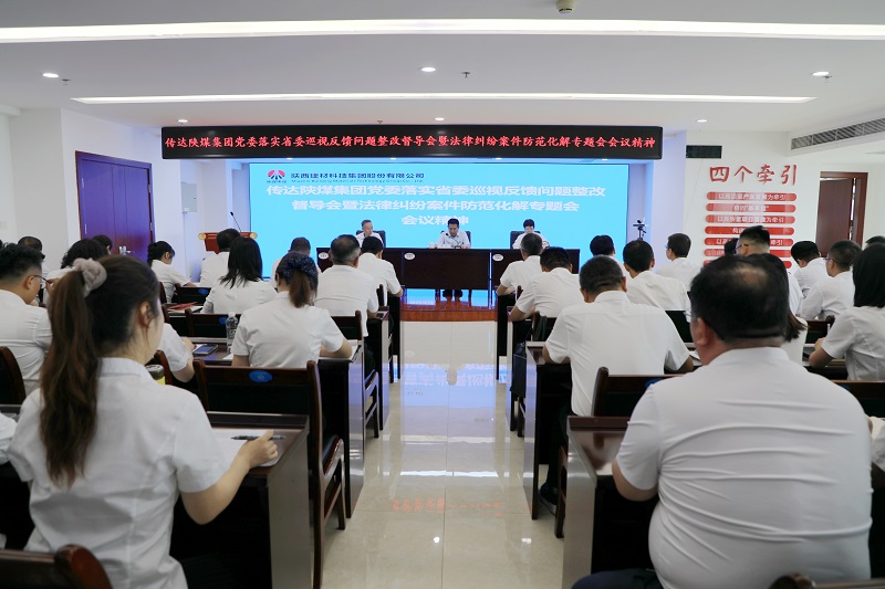 ag九游j9科技公司召开专题会议学习传达陕煤ag九游j9ag九游j9ag九游j9集团党委关于落实省委巡视反馈成绩整改督导会暨法律纠纷案件防备化解专题会会议精神